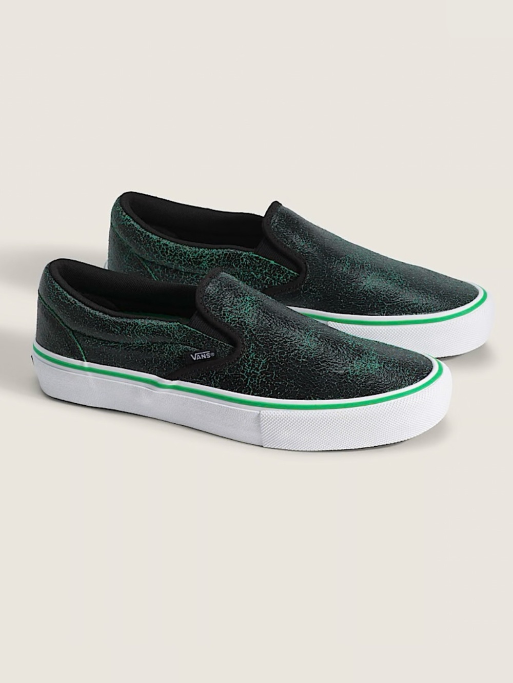 Vans Skate Slip-On Shoe Black Green Mens 11.0 US